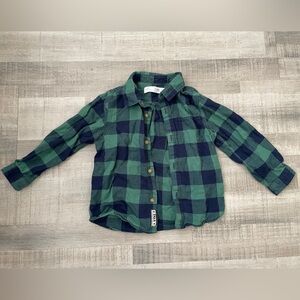 Zara Kids Green and Blue Checkered Shirt